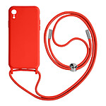 Avizar Coque Cordon pour Apple iPhone XR Semi-rigide Lanière Tour du Cou 80cm rouge