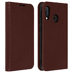 Avizar Etui folio Marron Cuir véritable pour Samsung Galaxy A20e