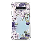 LaCoqueFrançaise Coque Samsung Galaxy S10 anti-choc souple angles renforcés transparente Motif Pivoines Violettes