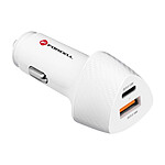 Forcell Chargeur Voiture USB + USB-C Puissance 38W Power Delivery 3.0 Quick Charge 3.0 blanc Carbone