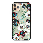 LaCoqueFrançaise Coque iPhone 11 Pro Silicone Liquide Douce noir Fleurs vert d'eau