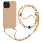Avizar Coque Cordon pour iPhone 14 Pro Max Semi-rigide Lanière Tour du Cou 80cm rose
