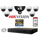HIKVISION Kit Vidéo Surveillance PRO IP : 6x Caméras POE Dômes IR 30M 4 MP + Enregistreur NVR 8 canaux H265+ 2000 Go