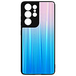 Avizar Coque pour Samsung Galaxy S21 Ultra Bi-matière Holographique Brillant Fine Légère Rose et Bleu