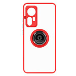 Avizar Coque pour Xiaomi 12 Pro Bi-matière Bague Métallique Support Vidéo  Rouge