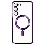 Avizar Coque MagSafe pour Samsung S23 silicone protection caméra Transparent / Violet