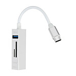 LinQ Hub USB Type C 5 en 1 avec 3 Ports USB et Lecteur de Carte SD Micro-SD  Argent