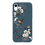 LaCoqueFrançaise Coque iPhone Xr Silicone Liquide Douce bleu nuit Fleurs Sauvages
