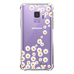 Evetane Coque Samsung Galaxy S9 anti-choc souple angles renforcés transparente Motif Marguerite