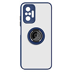 Avizar Coque Xiaomi Redmi Note 10 Pro Bi-matière Bague Métallique Fonction Support Bleu