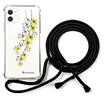 LaCoqueFrançaise Coque cordon iPhone 11 noir Dessin Fleurs Cerisiers