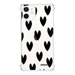 Evetane Coque iPhone 12 mini anti-choc souple angles renforcés transparente Motif Coeurs Noirs