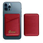 GUESS Porte-carte pour Magsafe iPhone 12 Fixation Magnétique Saffiano Rouge