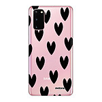 Evetane Coque Samsung Galaxy S20 360 intégrale transparente Motif Coeurs Noirs Tendance