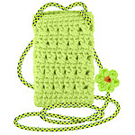 Avizar Sac Bandoulière pour Smartphone Tricoté Main Motif Fleur  Vert Citron