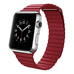 Avizar Bracelet Apple Watch 42 et 44 mm en Cuir matelassé et Magnétique - Rouge