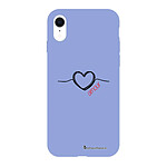 LaCoqueFrançaise Coque iPhone Xr Silicone Liquide Douce lilas Coeur Noir Amour