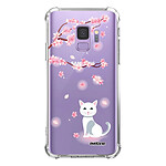 Evetane Coque Samsung Galaxy S9 anti-choc souple angles renforcés transparente Motif Chat et Fleurs