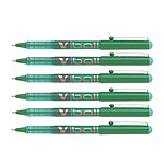 PILOT Stylo Roller Encre Liquide V-BALL 10 Pointe Large Vert x 6