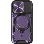 Avizar Coque pour iPhone 15 Pro Bague Métallique Bi-matière Antichoc Violet