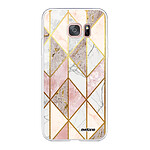 Evetane Coque Samsung Galaxy S7 Edge 360 intégrale transparente Motif Marbre Rose Losange Tendance