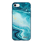 Evetane Coque iPhone 7/8/ iPhone SE 2020 Silicone Liquide Douce bleu marine Bleu Nacré Marbre