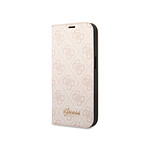 Guess Étui Folio pour iPhone 14 Pro Max Imprimé 4G Tendance Rose