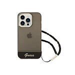 Guess Coque pour Apple iPhone 14 Pro Colors avec lanière perlée Noir