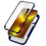 Avizar Coque pour iPhone 13 Pro Dos Plexiglas Avant Polymère Coins Renforcés Contour Bleu