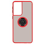 Avizar Coque Galaxy S21 Ultra Bi-matière Bague Métallique Fonction Support rouge