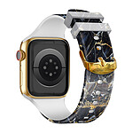 Avizar Bracelet pour Apple Watch 41 / 40 / 38 mm Silicone à Motif Marbre Noir