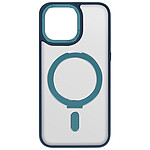 Avizar Coque MagSafe pour iPhone 15 Pro Silicone Gel Anneau Fonction Support  Dos Givré Contour Bleu Ciel