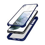 Avizar Coque Samsung Galaxy S21 Plus Dos Plexiglas Avant Polymère Antichoc Contour bleu