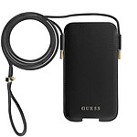 GUESS Pochette Smartphone 6.7'' Aspect Cuir Cordon Bandoulière Saffiano Noir