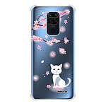 Evetane Coque Xiaomi Redmi Note 9 anti-choc souple angles renforcés transparente Motif Chat et Fleurs