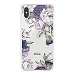 LaCoqueFrançaise Coque iPhone Xs Max silicone transparente Motif Pivoines Violettes ultra resistant