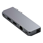 Satechi Hub pour MacBook double USB C vers USB-C PD, Ethernet, 2 USB + USB-C, Jack Hub Pro Mini Gris sidéral