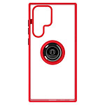 Avizar Coque pour Samsung Galaxy S22 Ultra Bi-matière Bague Métallique Support Vidéo  rouge