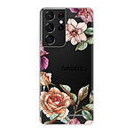 LaCoqueFrançaise Coque Samsung Galaxy S21 Ultra 5G 360 intégrale transparente Motif Amour en fleurs Tendance