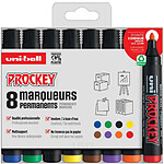 UNI-BALL Etui de 8 Marqueurs Permanent PROCKEY PM122/8 PF Assortis