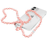 Avizar Bijou de Téléphone Bracelet à Perles Rondes Collection Glam rose Translucide