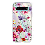 Evetane Coque Galaxy S10 silicone fond holographique Fleurs Multicolores Design