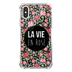 Evetane Coque iPhone X/Xs anti-choc souple angles renforcés transparente Motif La Vie en Rose