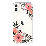 Evetane Coque iPhone 11 silicone transparente Motif Fleurs roses ultra resistant