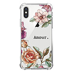 LaCoqueFrançaise Coque iPhone X/Xs anti-choc souple angles renforcés transparente Motif Amour en fleurs