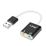 LinQ Carte Son Externe USB Adaptateur Double Jack 3.5mm Micro et Casque Blanc / Noir