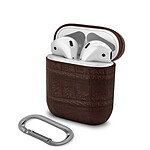 Coque AirPods Aspect Cuir Croco Mousqueton Magnétique Devia Lux Series Marron