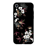 LaCoqueFrançaise Coque iPhone Xr Silicone Liquide Douce noir Fleurs Sauvages