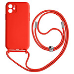 Avizar Coque Cordon pour iPhone 11 Semi-rigide Lanière Tour du Cou 80cm Rouge
