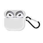 Coque AirPods 3 en Silicone Doux Résistant Effet Mat Mousqueton blanc